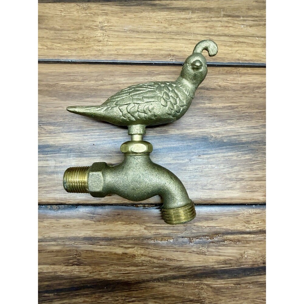 VTG Solid Brass Quail Garden Faucet Decorative Bird Handle Hose Spigot Spout New